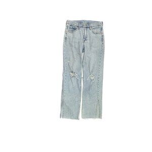 Gap 90's Loose Mid Rise Raw Hem Distressed Hem Slit Women's size 2 Blue Jeans